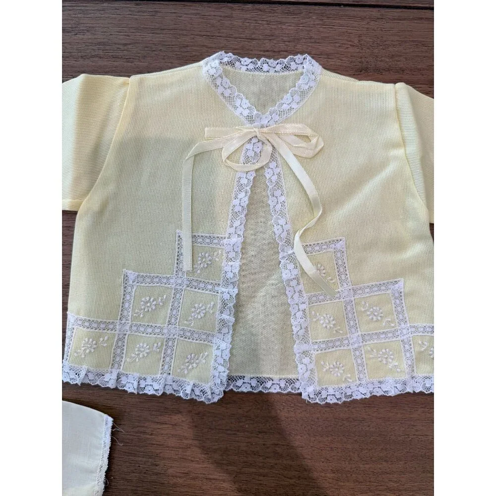 Vintage 70's Handmade Baby Christening Jacket/top w/ blanket.